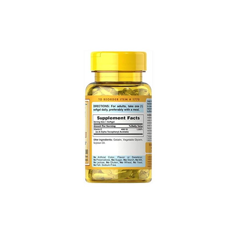 Puritan's Pride Vitamin E 400 IU Softgels, 250 Count