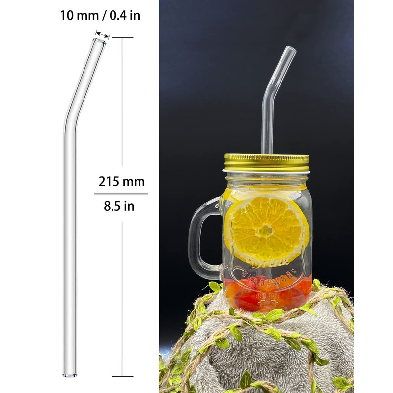 NAFENDER Glass Straws 12-Pack Reusable Drinking Straws 4 Bent Straws