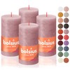 BOLSIUS 4 Pack Ash Rose Rustic Pillar Candles - 2.75