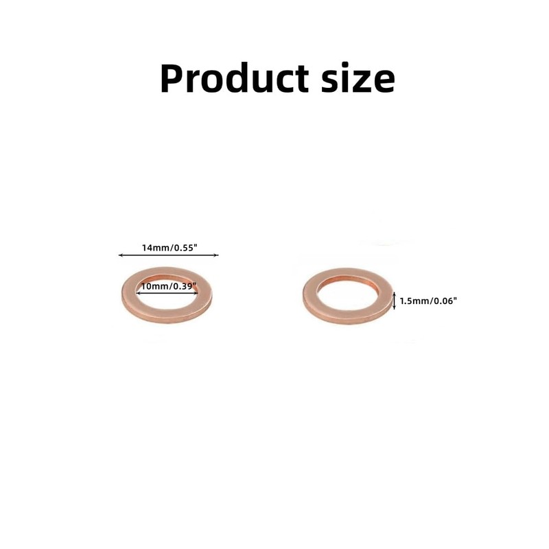 LUOQIUFA M10 Flat Washer Copper Sealing Ring, Inner Diameter 10mm,