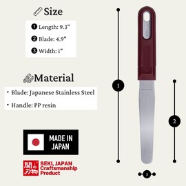 ALLEX Rounded Putty Knife 1" for Art and Paint, Flexible Japanese Stainless Steel Blade, Heavy Duty Full Tang Handle, Made in JAPAN