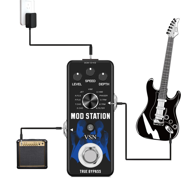 VSN Modulation Pedal for Electric Guitar Pedal Boards, 11 Effects