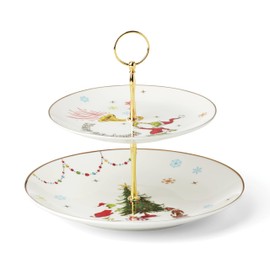 Lenox 897085 Merry Grinchmas Dinnerware 2-Tiered Server, Christmas & Holiday Hosting