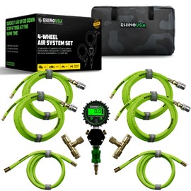 Rhino USA Rhino USA 4 Tire Inflation/Deflation System - Fits up to 155" Wheelbase - Ultra Fast 4 Way Tire Inflator Hose Kit for Truck, Car, Trailers & Motorcycles - Inflate or Deflate Simultaneously in Minutes