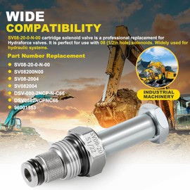 SV08-20-0-N-00 Solenoid Operated Spool Cartridge Valve Compatible with Hydraforce Hydraulic Valves, Fits for 08 (1/2 In Hole) Solenoids 2-Way 2-Position 3000 PSI