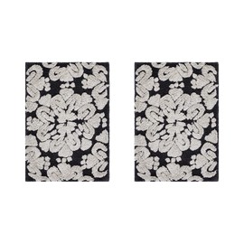 Better Trends Medallion Collection is a Tufted Bath Mat Rug 100% Cotton in Vibrant Colors, 2 Piece Set (17" x 24" | 17" x 24"), Charcoal & Natural