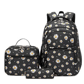 SIVENKE School Backpack Girls Teenagers Women's School Bag Backpack Set School Bag for Girls School Leisure with Lunch Bag and Pencil Case, black, School bag set