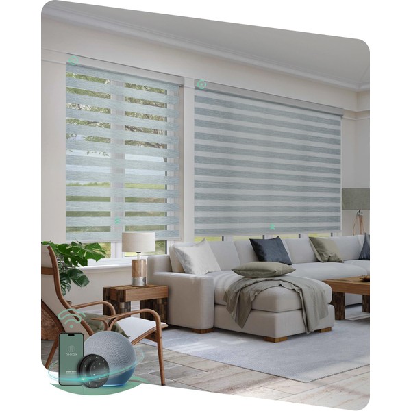 Yoolax Motorized Blinds with Remote, Electric Zebra Blinds for Indoor