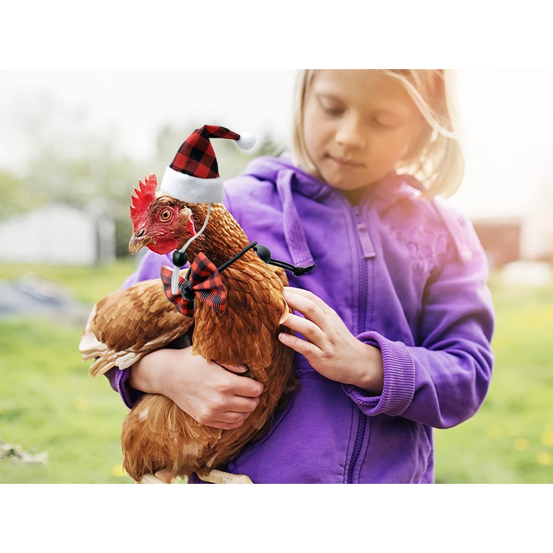 CooShou 12Pcs Christmas Pet Chicken Hat Scarf Bowtie Set Mini