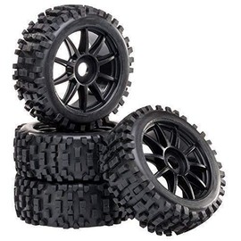 Attack Buggy Tyre Rim Set with 10 Spoke Rim Black 1:8 partCore 320019