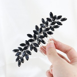 Brihasory Luxurious Wedding Hair Comb Full Rhinestones Bride Hair Accessories for Party Prom Bridal Side Hair Combs for Women Bride Girls Hair Decoration(Black)