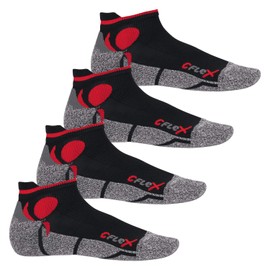 CFLEX Women's and Men's Running Functional Trainer Socks (4 Pairs) Running Socks, black/red