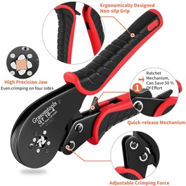 Grasomtools® Ferrules Crimping Tool Set, Double and Single Ferrule Connectors, GT16-4 Square Ratchet Jaw Wire Crimping Tool (0.08-16mm²) with 1200 Pieces Connector Sleeves