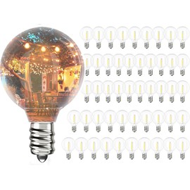 Svater G40 LED Replacement Bulbs for Outdoor String Lights, 50 Pack Dimmable Shatterproof Globe Bulbs, E12/C7 Screw Base Edison Light Bulbs for Indoor Outdoor Patio Decor, Warm White 2700K
