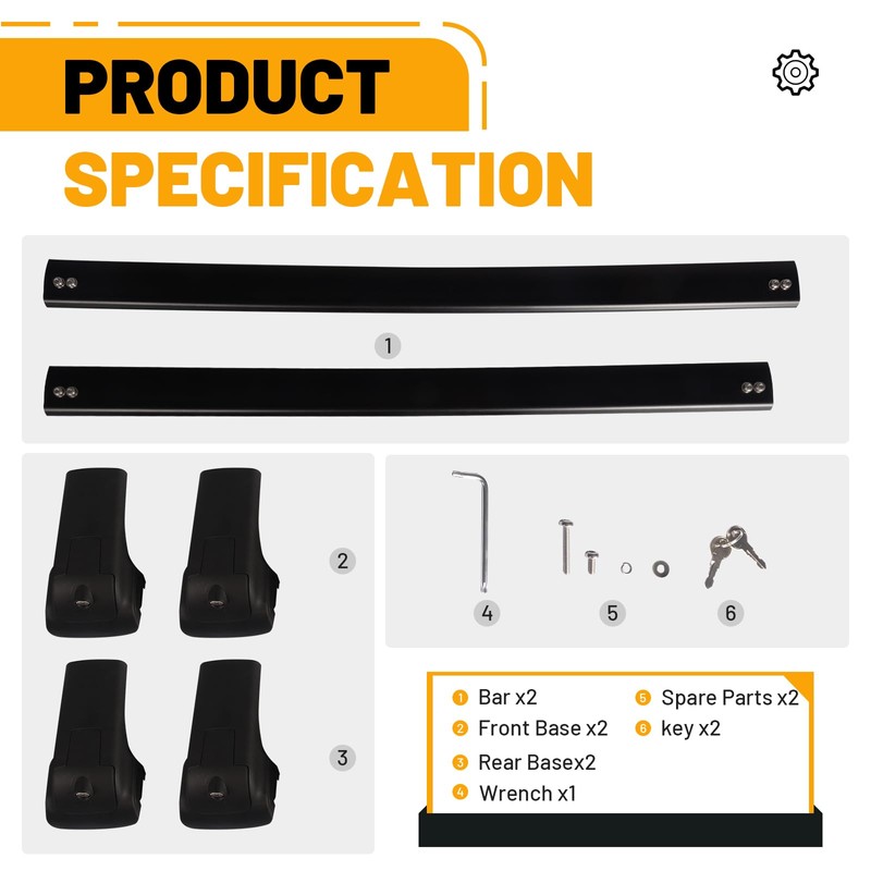Lockable Roof Rack Cross Bars Compatible with KIA Carnival and