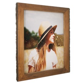 IKEREE 11x14 Rustic Picture Frames with Bark Edges, Wood Photo Frame for Wall Mounting Display, Natural Brown