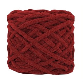 Chunky Chenille Yarn for Crocheting,Fluffy Velvet Plush,Thick Soft Chunky Chenille Yarn Baby Blanket Yarn for Crocheting Knitting Beginners (1PACK,RED)
