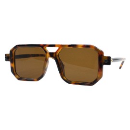 PASTL Geometric Square Flat Top Sunglasses Vintage Retro Unisex UV 400 Tortoise, Brown