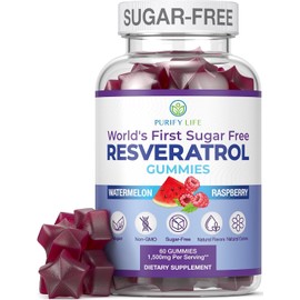 Purify Life Gomitas De Resveratrol Sin Azúcar: Potente Suplemento De Resveratrol De 1500 Mg Para Favorecer La Salud Digestiva E Inmunológica: Suplemento Para El Apoyo Antioxidante, La Regeneración Y L