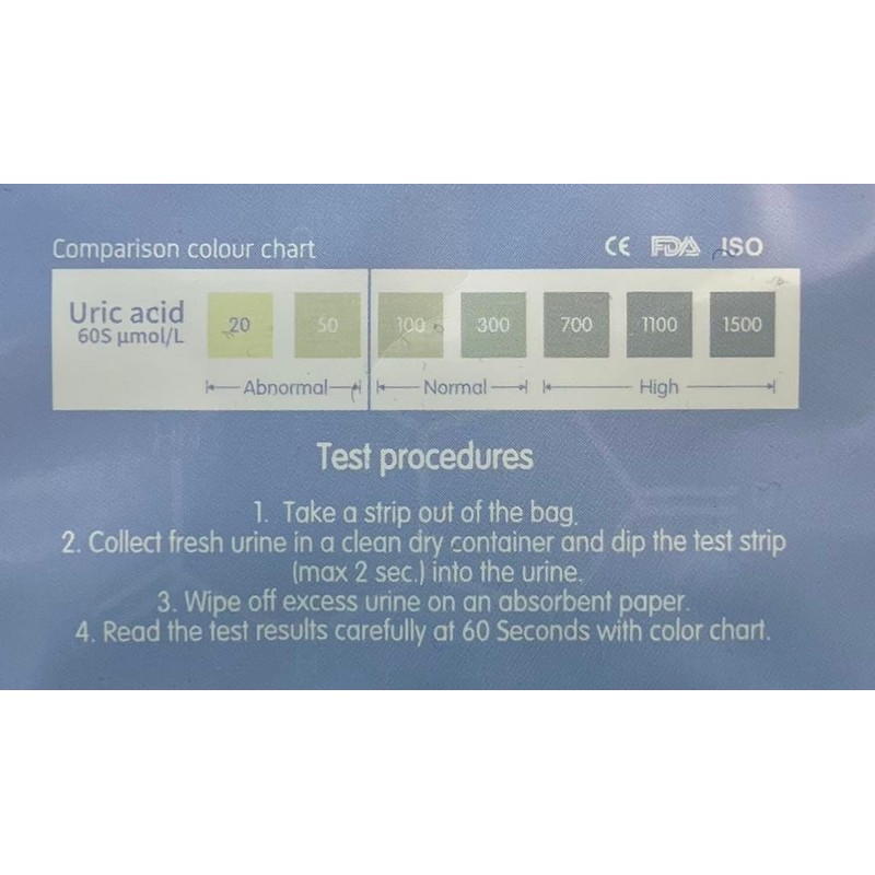 Uric Acid Gout Urine Test Strips GP/Pro Use CE Marked