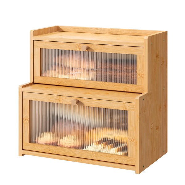 FILWH Bread Box for Kitchen Countertop Double Layer Large Corner