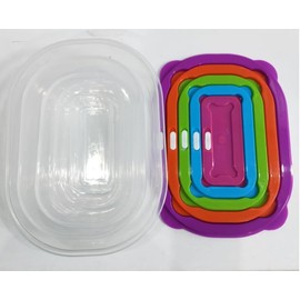 iSeventy9 Reusable Rectangular Bowls for Meal Prep and Storage - 5 Bright Colors Space-Saving Plastic Bowls with Lids - Kitchen Organization - Multicolours