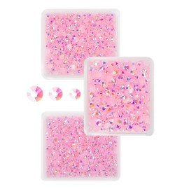 qiipii Light Pink AB Resin Rhinestones for Crafting 3mm 4mm 5mm Pink AB Flatback Jelly Stones Bulk SS10 SS16 SS20 Non-Hotfix Diamonds Crystals Gems for Nails Face Eyes Makeup Mugs Tumblers DIY Crafts