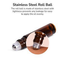 ULG Essential Oil Roller Bottles 12 Pack 10ml Amber Glass Empty Bottles with Stainless Steel Roller Balls