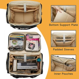 Arxus Rolling Teacher Bag with 15.6” Laptop Compartment on 4 Wheels, Work Bag for Women with Detachable Dolly, Teacher Tote with Pulley Wheels, Nursing Briefcase