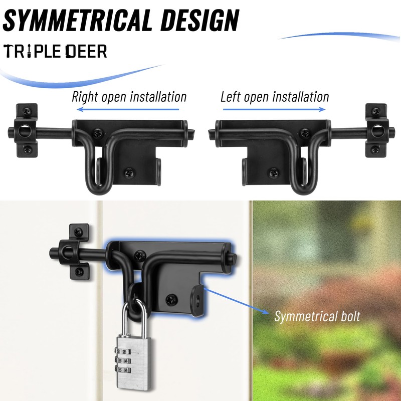 TRIPLE DEER Heavy Duty Slide Bolt Gate Latch, Sliding Bolt