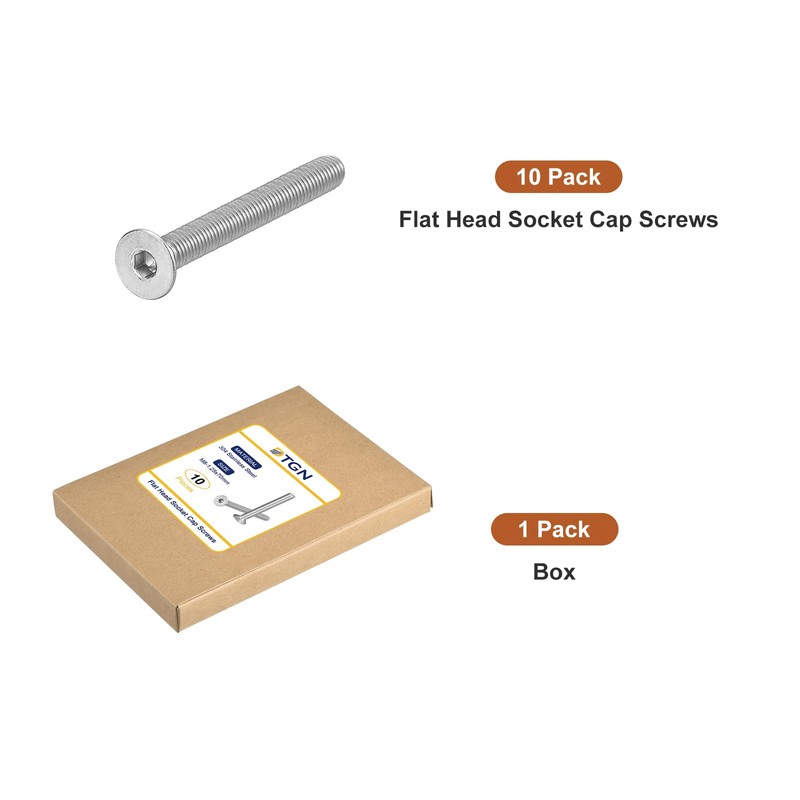 DTGN M8-1.25 x 70mm Flat Head Socket Cap Screws, 10