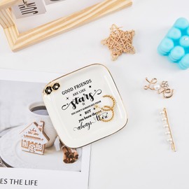 COZITED Friend Gifts for Women Trinket Dish Jewelry Tray - Good Friends Are Like Star...They're Always There, Unique Friendship Gifts for Women Best Friends Birthday Christmas Valentine Mother's Day