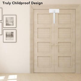 Bi Fold Lock, Aluminum Alloy Double Door Bifold Lock, Pocket Childproof Closet Safety Lock for Folding Door Closet Pantry