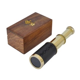 6" inch Handheld Brass Telescope with Wooden Box - Pirate Navigation.