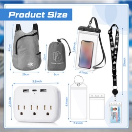 Tenceur 11 Pcs Cruise Accessories Kit 4 Carnival Cruise Luggage Tag 2 Lanyard 1 Power Strip 2 Phone Pouch 2 Folding Schoolbag (Black,Grey)