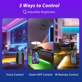 Ledagic Smart Voice Control Led Lights for Bedroom 100ft, Wifi Rgb Led Strip Lights Work with Alexa and Google Assistant, Led Light Strip Music Sync 16 Million Colors Lights for Home Decor