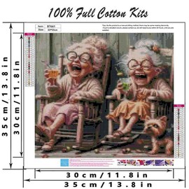 DYAIANGMU Stamping Cross Stitch Kit,Granny Stitch Kit for Adult Beginners, Full Line DIY Cross Stitch Stitching Kit for Home Decor Cross Stitch Patterns 13.7x13.7 inches