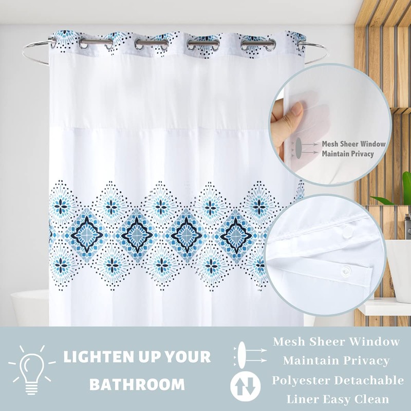 Ecoehoe 71" W x74 H Hotel Grade Fabric Hook Free
