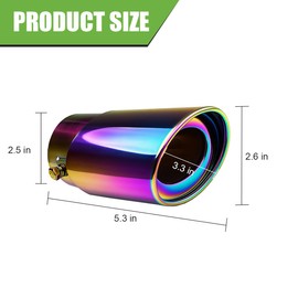 Norkmdi Car Exhaust Tip, 2.5" Inlet 2.6" Outlet 5.3" Length Stainless Steel Polished Adjustable Vehicle Exhaust Pipe Muffler Modification Tailpipe, Auto Decor Accessories, Universal Fit (Multicolor)