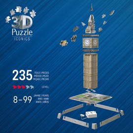 Ravensburger 3D Puzzle Iconics: 12008025 Big Ben - with Light - The Famous Landmark of London as Detailed and Illuminated Model