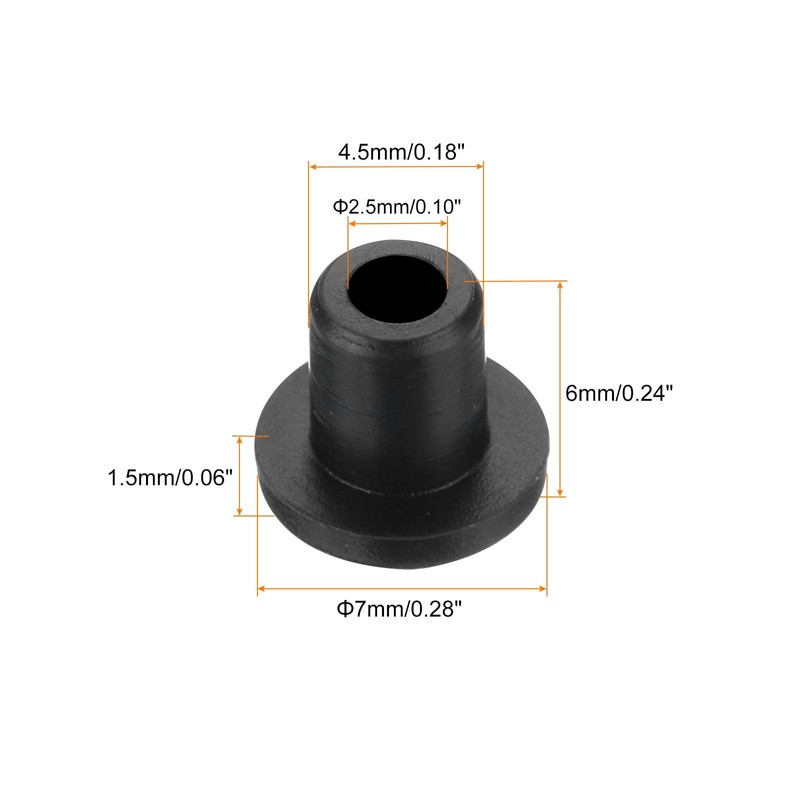 MECCANIXITY 50Pcs T Shape Rubber Grommet Mount Dia 4.5mm ID