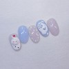 Melting Fluffy Snowman Handmade Nail Tips Winter Snowman Nails -