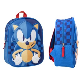 mybagstory - 3D Children's Backpack Sonic - Blue - Children - School - Nursery - School Bag Boys - Size 31 cm - Adjustable Straps - Gift Idea, Sonic Blue, enfant, Sonic Blue