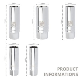 5PCS Magnetic Spark Plug Socket Set,Include Thin Wall 12 Point Socket Set 3/8 Drive 14mm&16mm,and Spark Plug Removal Tool 9/16",5/8",13/16",Universal Magnetic Socket Set Car Accessories