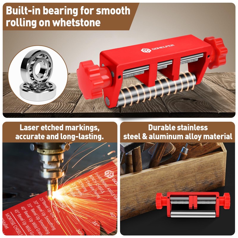 Chisel Sharpening Jig with Diamond Sharpening Stone 400# 1000# Grit,