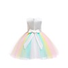 Weileenice Ivory Flower Girl Dress Rainbow Embroidery Pastel Tulle Girls