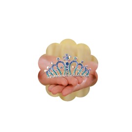 JWICOS Mini Princess Comb Flowers Girls Small Crystal Comb Rhinestone Headpiece Mini Headband Decorations for Women and Girls (Blue)