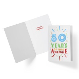Karto Funny 80th Birthday Card for Men Women - Large 5.5x8.5 inch 80 Years Old Birthday Cards for Him Her - Awesome