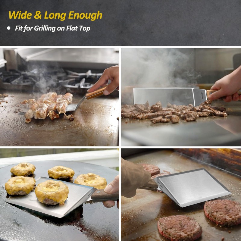 Stainless Steel Metal Spatula Set for Griddle, Grill Spatula Scraper
