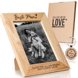 kupi Gift Mother's Day Photo Frame 27 x 22 cm Mother's Day Gift Picture Frame with Engraving Best Mum Gifts for Birthday Gift Set with Keyring
